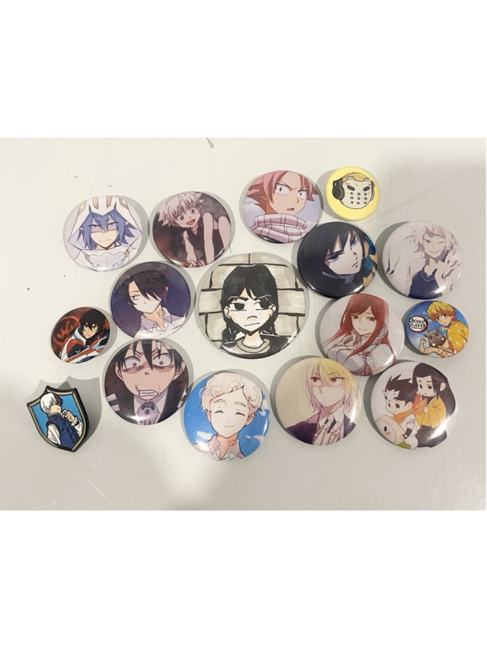 Anime Manga Button Pin Lot of 15 Demon Slayer My Hero Academia Fan Art Mixed